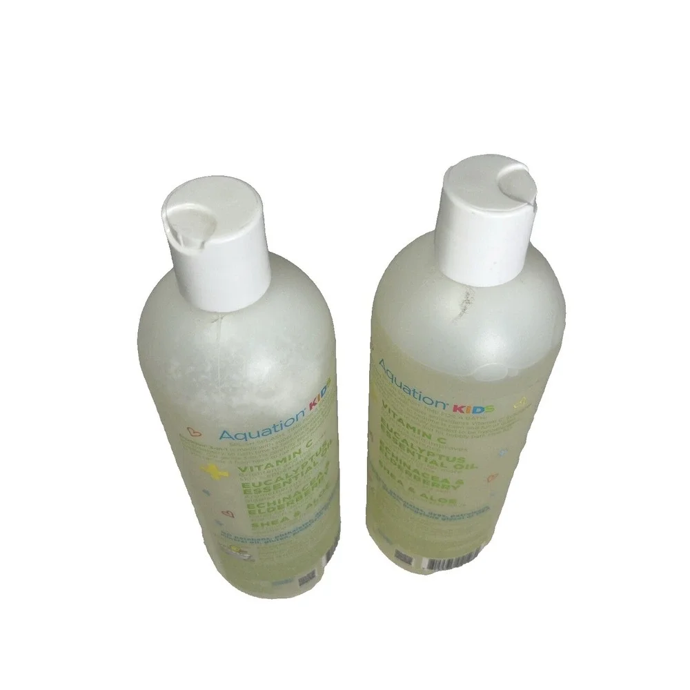(2) Aquation Kids 3 in 1 HAPPY Bubbly Bath, Shampoo & Body Wash 16 Oz Eucalyptus